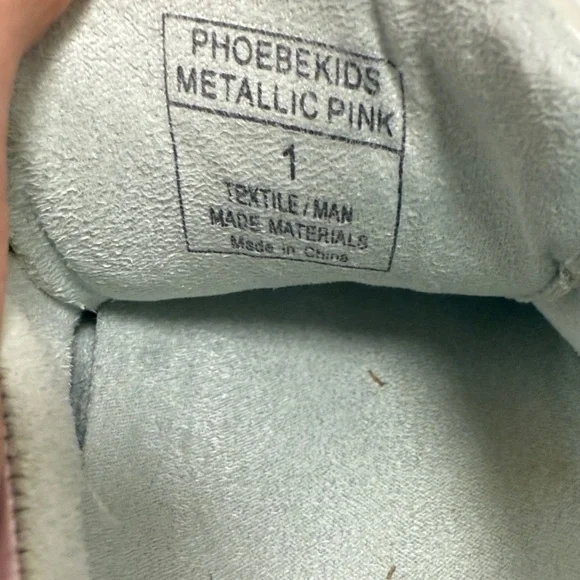 .ShuShop PHOEBE Kids Pink Metalic Sneaker Sz 1 - Picture 10 of 14